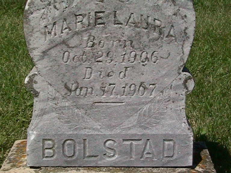 Tombstone for Marie Laura Bolstad Holy Cross Cemetery St. John N.D. 